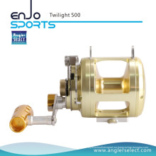 Angler Select Pescador de pesca crepuscular de aluminio 8 + 1 Rueda de sonido de alarma Trolling Reel Fishing Tackle (Twilight 500)